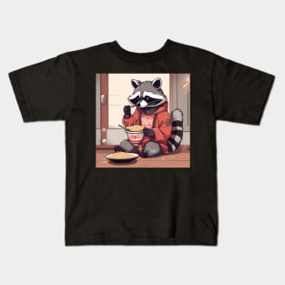 Raccon Eating Instant Ramen Kids T-Shirt